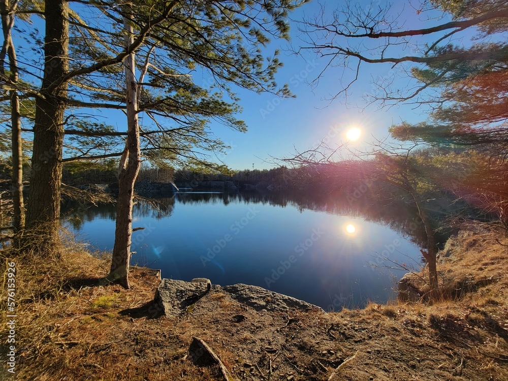 Lake and Woods in Winter - Cape Ann, Massachusetts, USA