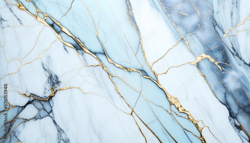 Blue Mystique Marble: A Captivating and Enigmatic Stone with Gold Accents, AI Generative