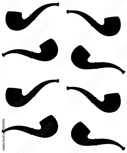 Vector seamless pattern of flat smoking pipe silhouette isolated on white background