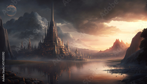 Asgard world of the gods - home of the Aesir - landscape - German Mythologies - Generative AI © The_AI_Revolution
