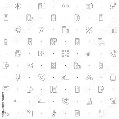 Seamless pattern with phone icon on white background. Included the icons as telephone, mobile, call, device, cell, smartphone, cellular and design elements And Other Elements.
