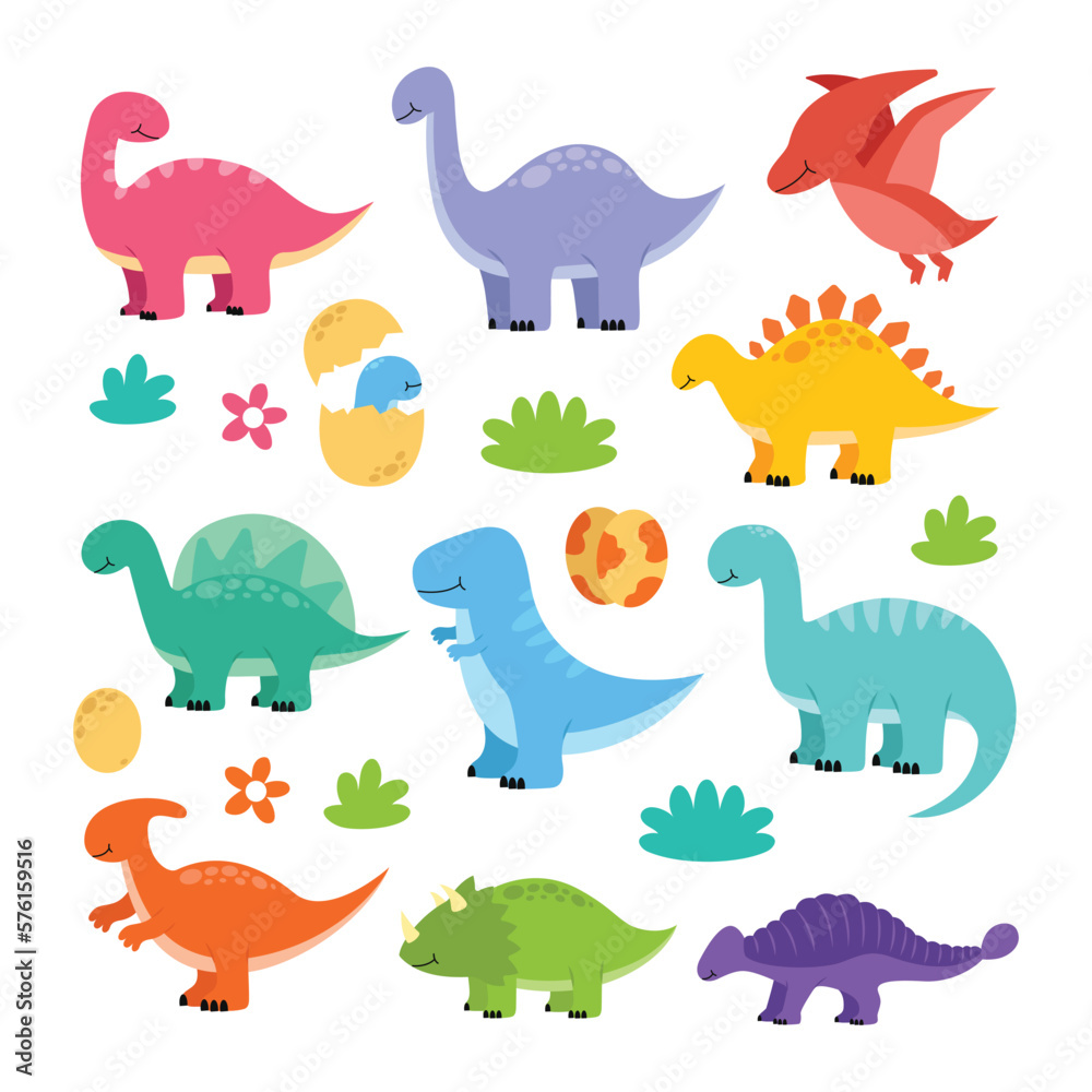 Cute adorable baby dinosaur character vector illustration