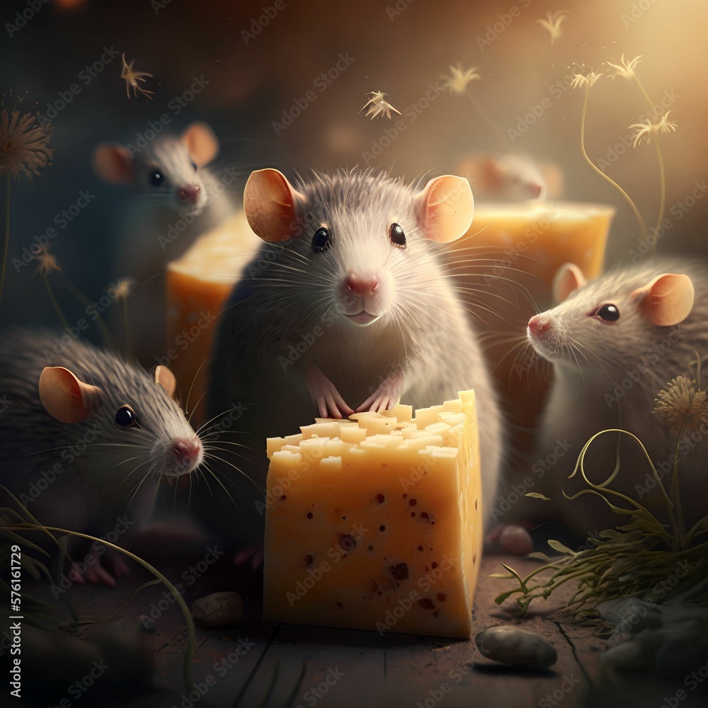 Fototapeta premium mouse and cheese (a)