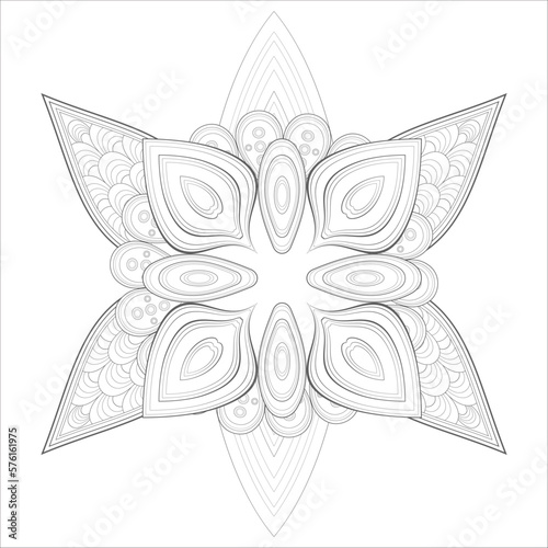 Hand Drawn Flowers for Adult Anti Stress of coloring page in Monochrome  Isolated on White Background.-vector © buyungade