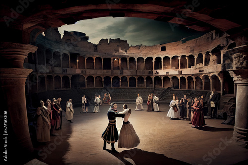 performance of the romeo juliet in italian play at the cormessco theater