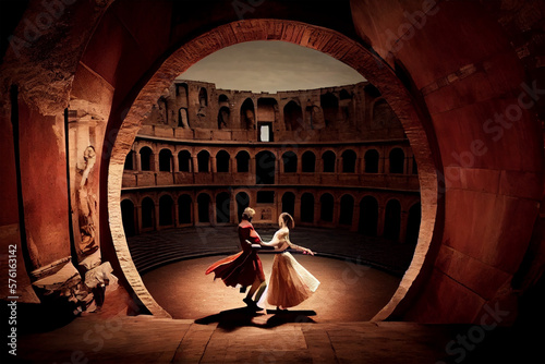 performance of the romeo juliet in italian play at the cormessco theater photo
