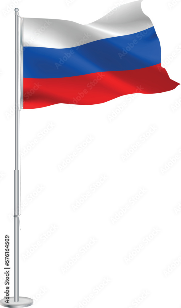 Isolated waving national flag of Russia on flagpole Isolated waving national flag of Russia on flagpole