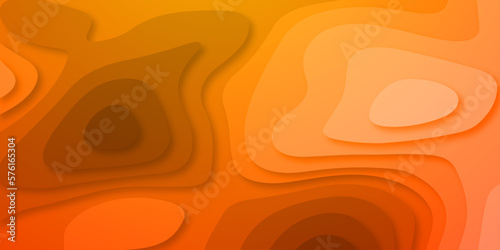 Luxurious Red and white papercut background. Abstract realistic paper cut decoration textured with wavy layers. Geometric cut paper orange luxury background with elements, topography map concept.