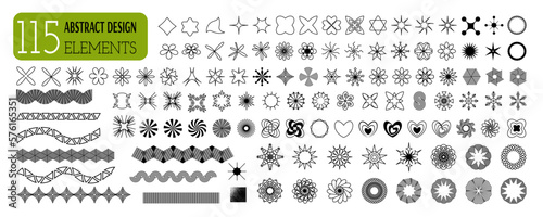 Set of vector brutal geometric shapes. Y2K aesthetics. Trendy abstract design elements, futuristic shapes. photo