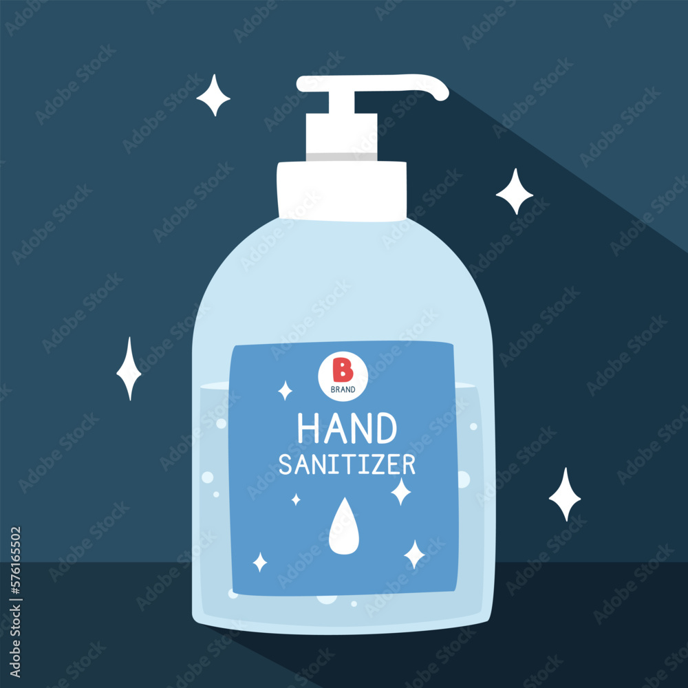 Hand sanitizer with long shadow in flat style vector illustration. Simple antibacterial hand sanitizer bottle clipart cartoon style, hand drawn doodle style. Hygiene product cute vector illustration Hand sanitizer with long shadow in flat style vector illustration. Simple antibacterial hand sanitizer bottle clipart cartoon style, hand drawn doodle style. Hygiene product cute vector illustration