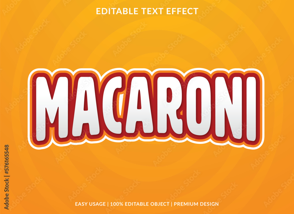macaroni text effect template with abstract background, editable template use for business logo