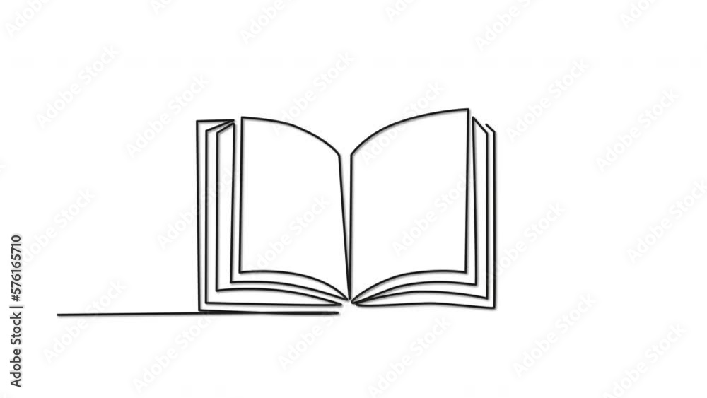 Open book and text self drawing animation. Line art. Reading, science, education concept. Open book and text self drawing animation. Line art. Reading, science, education concept.