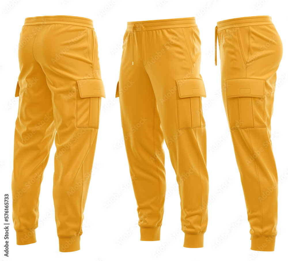 Jogging pants cargo style, With rib cuff, Yellow Jogging pants cargo style, With rib cuff, Yellow