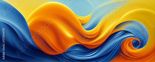 Wallpaper Mural orange and blue silk texture, dynamic cream silk scarf movement, floating fabric background, elegant silk textiles fly background Torontodigital.ca