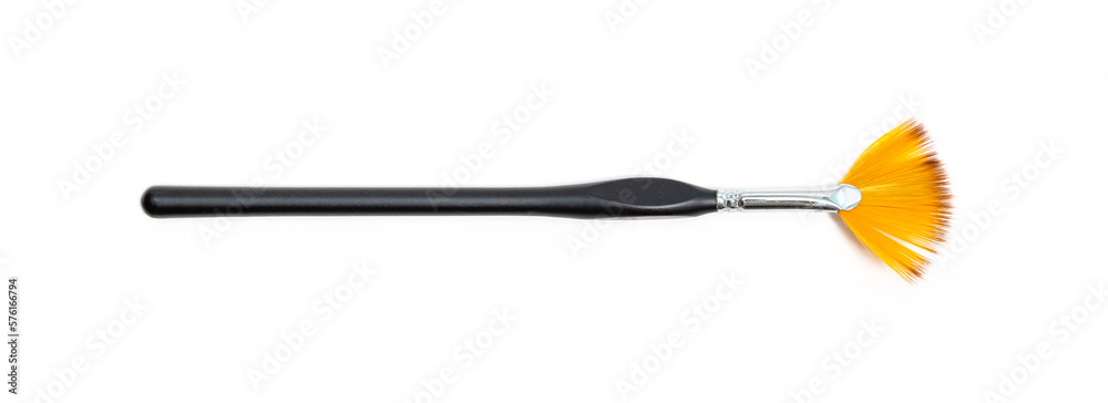 Black watercolor paint brushes on white background. Fan brushes. Black watercolor paint brushes on white background. Fan brushes.