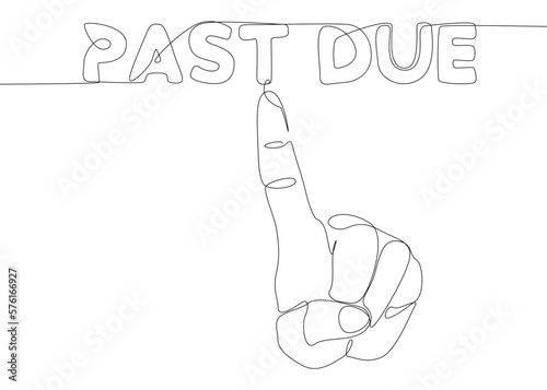 One continuous line of Past Due. Thin Line Illustration vector concept. Contour Drawing Creative ideas.