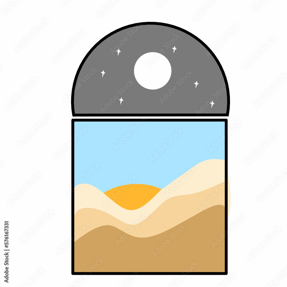 vector illustration, mosque symbol with day and night shades of ramadan month. The full moon of Ramadan Kareem. desert atmosphere. vector illustration, mosque symbol with day and night shades of ramadan month. The full moon of Ramadan Kareem. desert atmosphere.