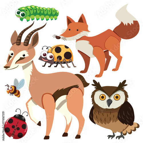 Set of animals cartoon simple style