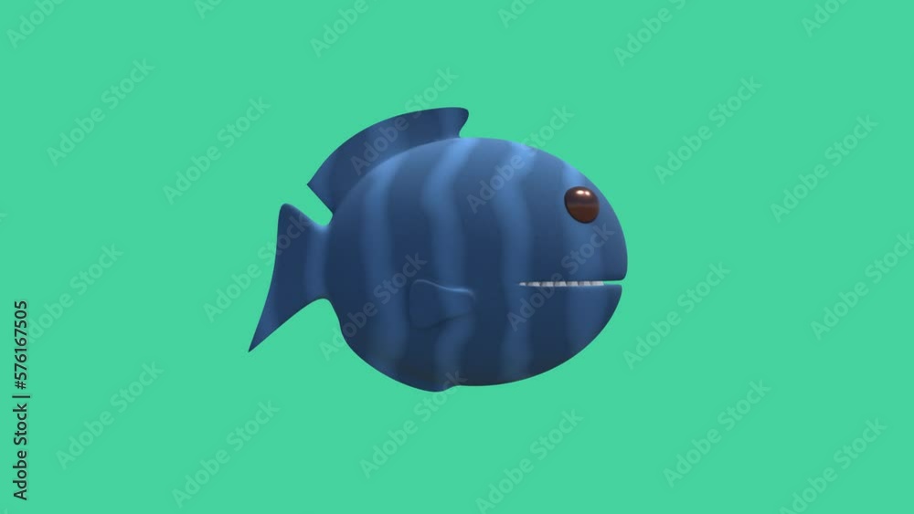 Big fish eating a smaller fish in the sea. Looping 3d animation