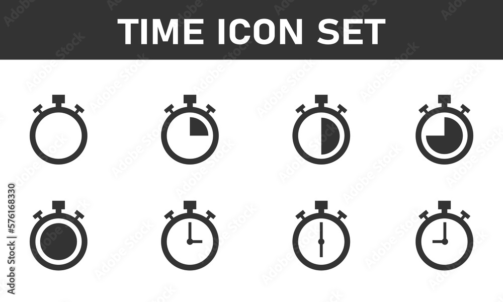Time and clock icons set Vector Illustration. Time and clock icons set Vector Illustration.