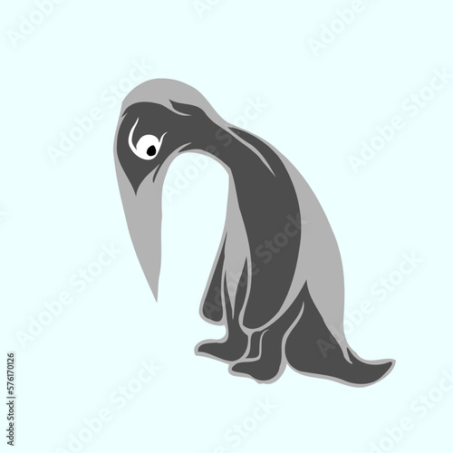 Sad bird face standing alone