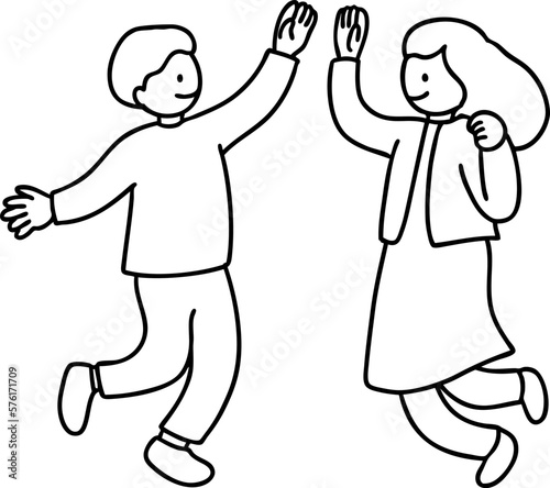 ハイタッチする2人のベクターイラスト