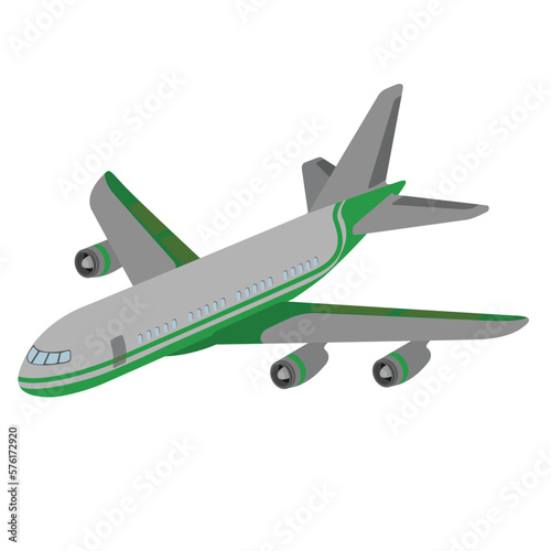 Vector illustration of airplane flight. Cartoon aircraft side view, passenger plane or cargo service aircraft. Flying airplane isolated vector illustrations. Aviation or traveling concept