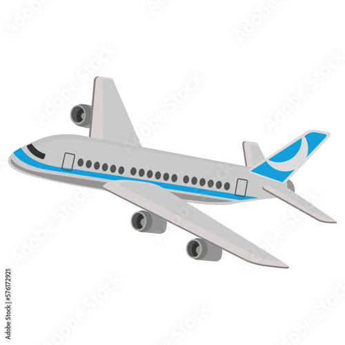 Vector illustration of airplane flight. Cartoon aircraft side view, passenger plane or cargo service aircraft. Flying airplane isolated vector illustrations. Aviation or traveling concept