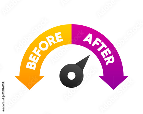 Before and After level sign. Design template on two color level. Level for comparison. Vector illustration.
