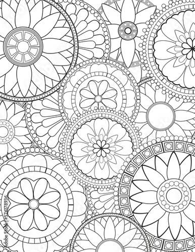 Flower carpet. Coloring book for adults and children.