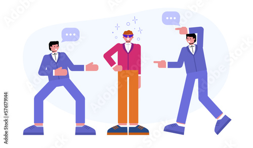 Man standing out in a crowd. Leadership, fashion or business trendsetter concept