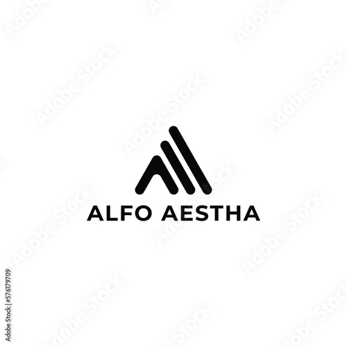 Abstract initial letter A or AA logo in black color isolated in white background applied for art and design logo also suitable for the brands or companies have initial name AA or A.