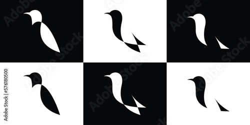 Fototapeta negative space bird logo icon vector illustration