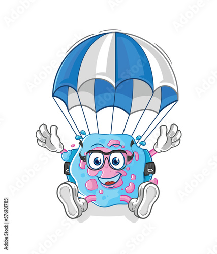 Fototapeta Naklejka Na Ścianę i Meble -  cell pantomime blowing balloon. cartoon mascot vector
