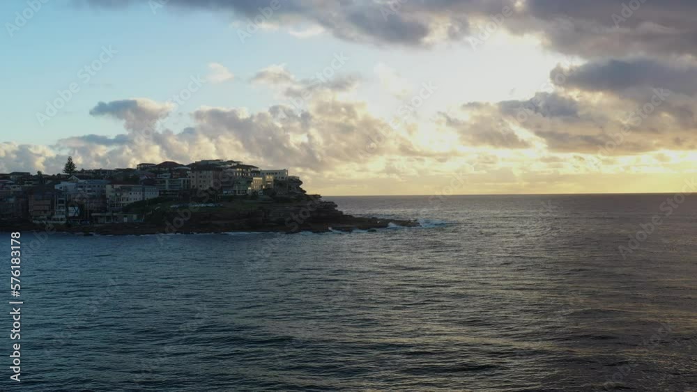 Drone shot of a beautiful sunrise in Bondi Australia Drone shot of a beautiful sunrise in Bondi Australia