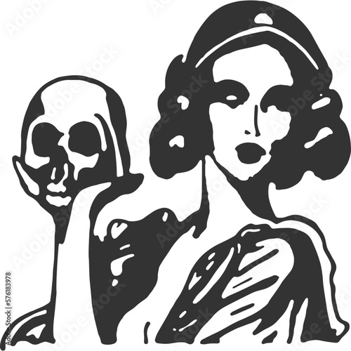 Yorick Skull Vintage Illustration Vector