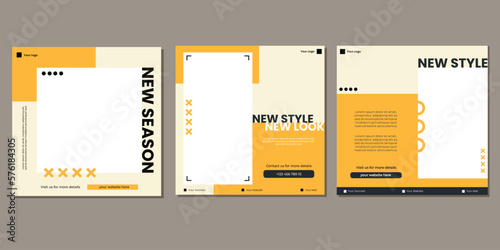 Set of Editable minimal square banner template. Suitable for social media post and web internet ads. Vector illustration with photo college