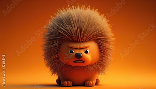 Cartoon of a mini lion with spiky hair. Generative ai
