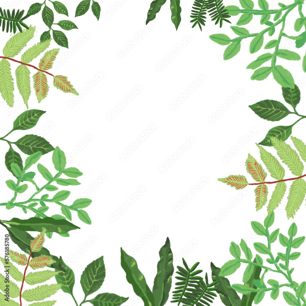 frame with plants in spring frame with plants in spring