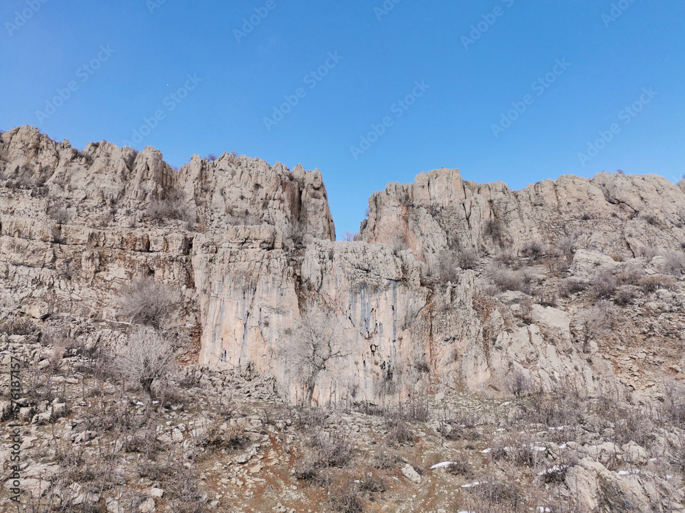 Rocky mountain formed on cliffs(şırnak region) 