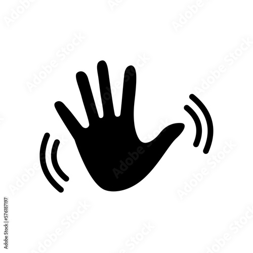Hand wave waving hi or hello icon
