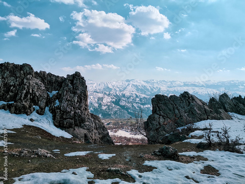 A view of Mount Cudi behind the cliffs(şırnak region)  photo