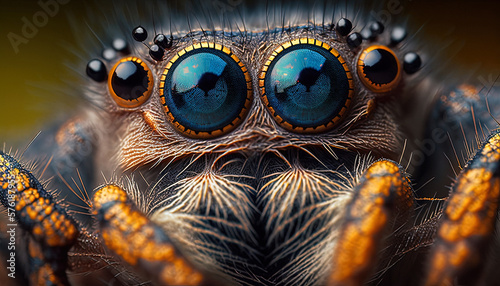 Close up of a cute spider. Arachnid macro photography created with Generative AI