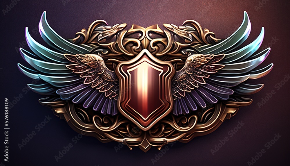 Gleaming badge with wings radiates strength
