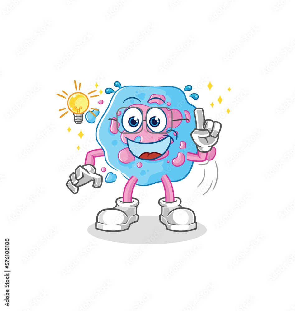Naklejka premium cell got an idea cartoon. mascot vector