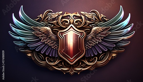 Gleaming badge with wings radiates strength