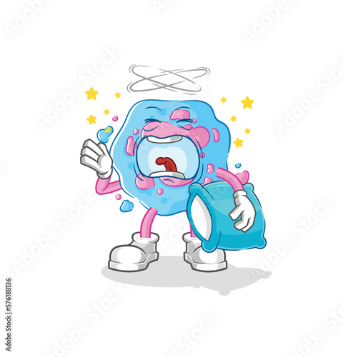 cell yawn character. cartoon mascot vector