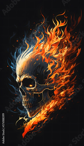 A skull with flames