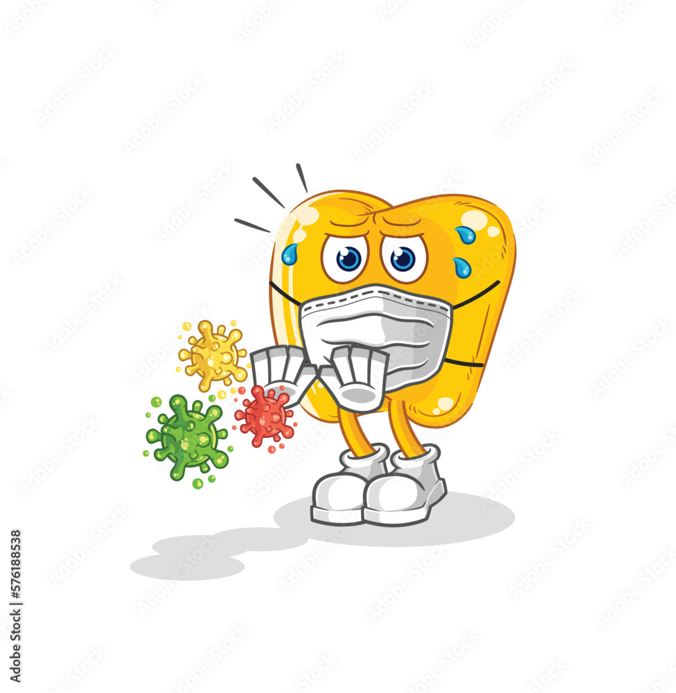 gold teeth refuse viruses cartoon. cartoon mascot vector