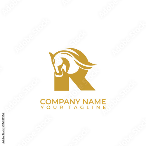 Letter R Horse symbol vector icon. Initial equestrian vector logo design with isolated background.